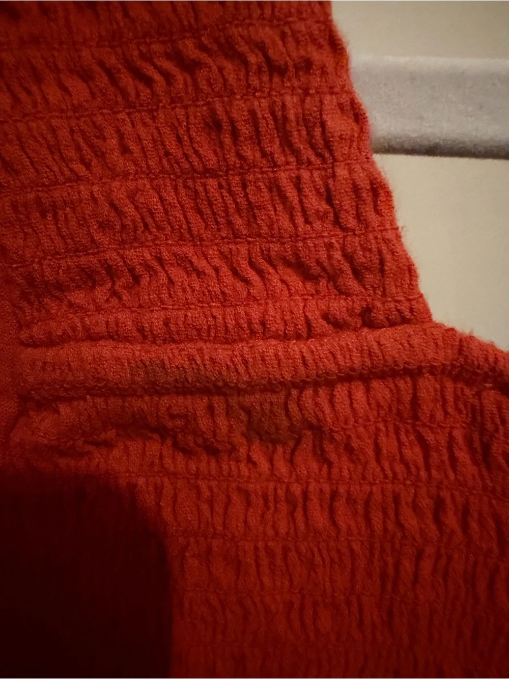 Madewell Smocked Square Neck Red Peplum Top
